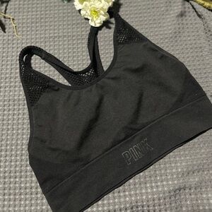 PINK Victoria's Secret Black Mesh Sports Bra